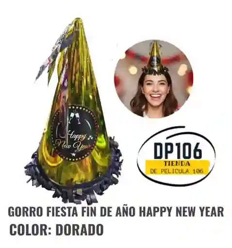 Gorro De Fiesta Fin De Año Dorado Happy New Year X 1 Und
