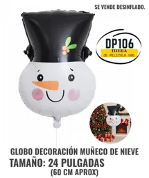 Globo Muñeco De Nieve (60 Cm / 24 Pulgadas) Decoracion Navidad