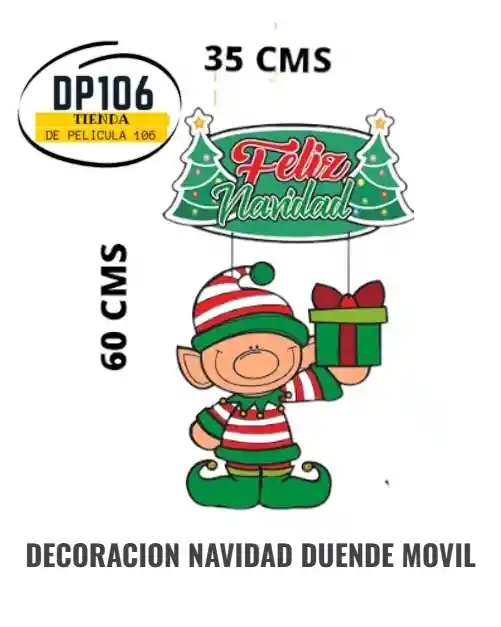 Movil Decoracion Navidad Duende Navideño Colgante