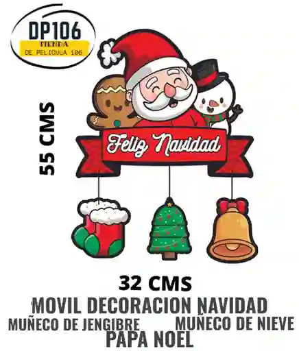 Movil Decoracion Navidad Papa Noel, Jengibre Y Nieve Colgante