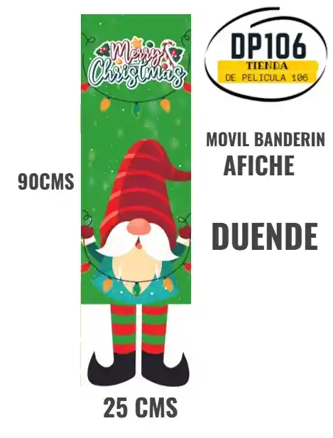Afiche De Duende Para Decoracion Navidad (90 X 25 Cm) Poster