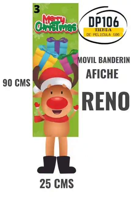 Afiche Reno Decoracion Navidad (90 X 25 Cm) Poster