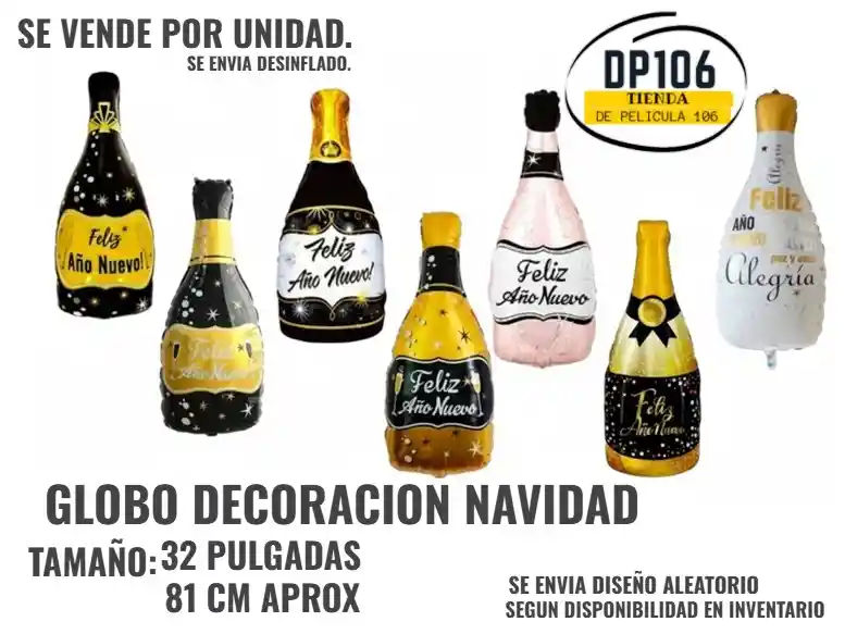 Globo Botella Gigante De 32 Pulg Decoración Feliz Año Nuevo Happy New Year