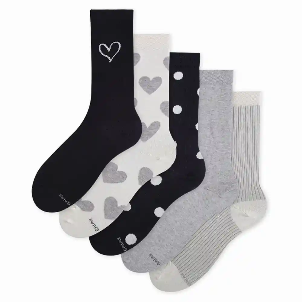 Medias Casuales Largo Tradicional Femenino Margarita Bordada X5 Galax Talla 9-11