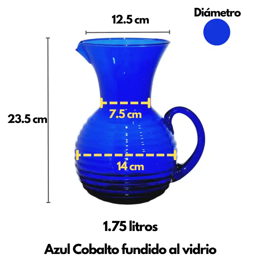 Jarra En Vidrio Azul Cobalto Espiral 1.75 Litros