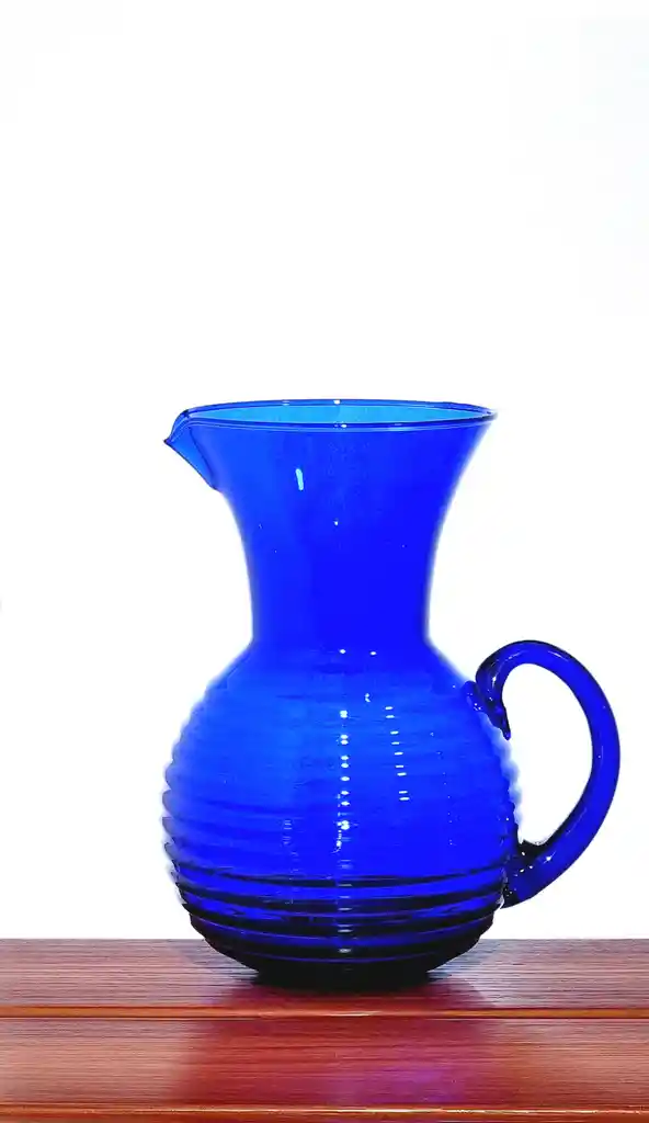 Jarra En Vidrio Azul Cobalto Espiral 1.75 Litros