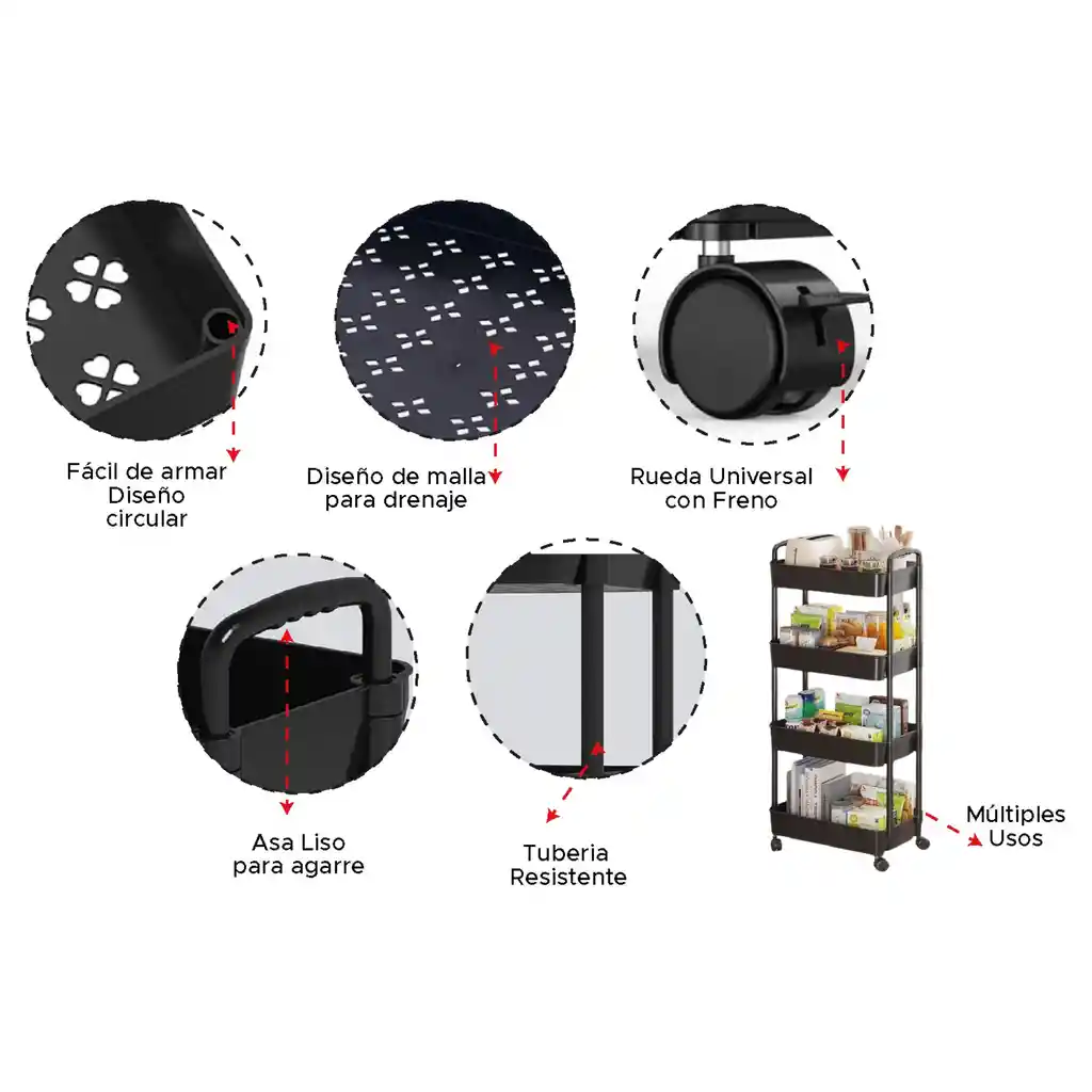 Carro Organizador Cocina 4 Niveles