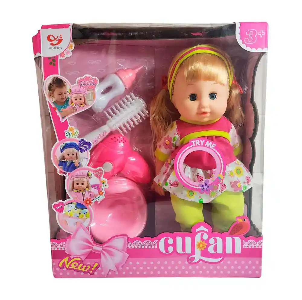 Muñeca Bebe Realista Peine Tetero Secador De Juguete Niñas