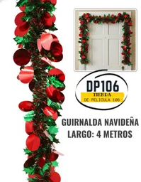 Guirnalda Navideña Brillante (4 Metros) Decoracion Navidad Rojo Y Verde