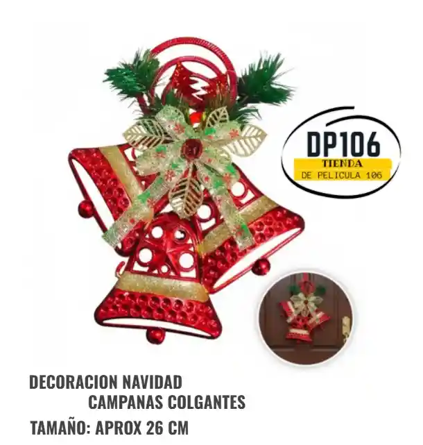 Decoracion Navidad Campanas Rojas Colgante