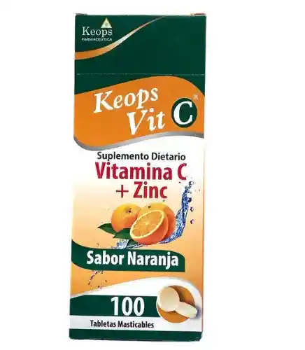 Vitamina C + Zinc Tabletas Masticables Sabor Naranja