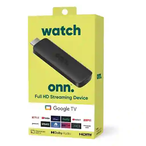 Convertidor Smart Tv Onn Watch Google Tv Stick Hd Hdmi Asistente De Voz Negro