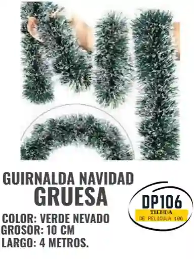 Guirnalda Verde Nevado Gruesa Navidad X 4 Metros Decoracion