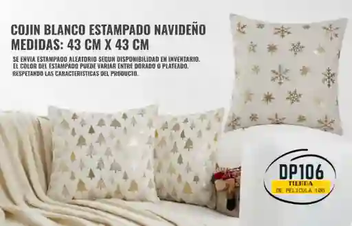 Funda Cojin Color Blanco Diseño Navidad