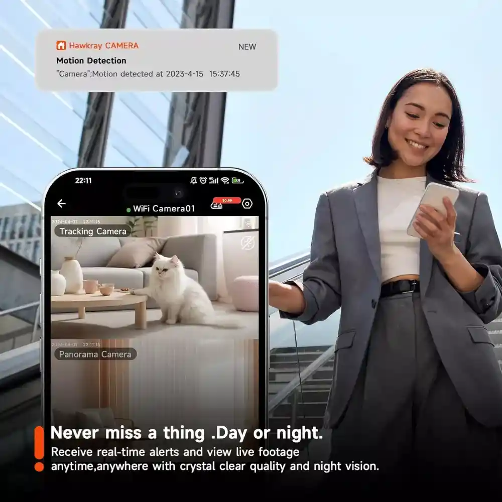 Camara De Seguridad Wifi Ip Doble Lente Robotica Blanco