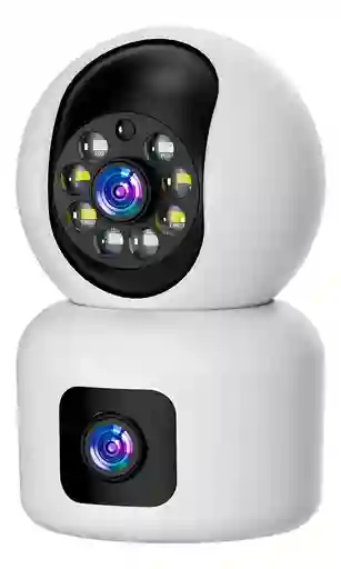 Camara De Seguridad Wifi Ip Doble Lente Robotica Blanco
