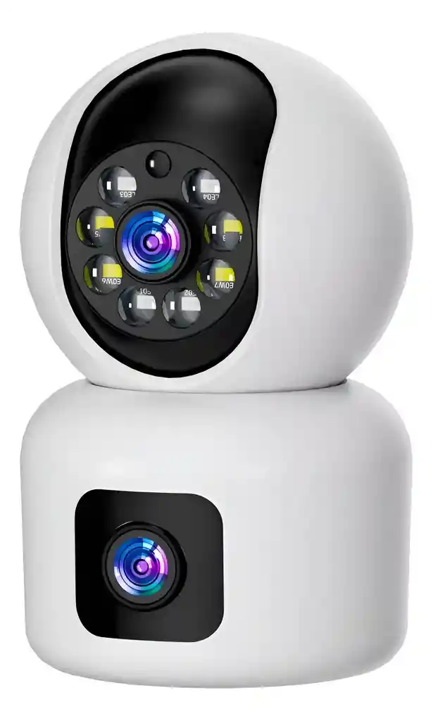 Camara De Seguridad Wifi Ip Doble Lente Robotica Blanco