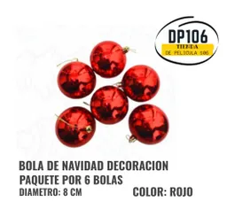Bolas / Esferas Rojo Brillante 8 Cm Decoracion Navidad