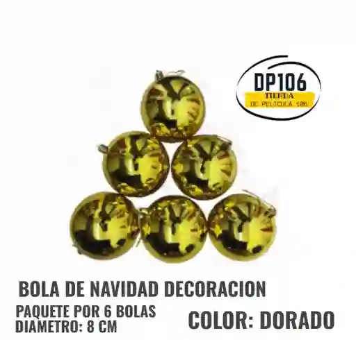 Bolas / Esferas Doradas Brillante 8 Cm Decoracion Navidad