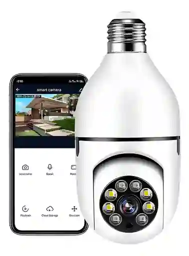 Cámara Ip 360° Wifi Smart Tipo Bombillo Motorizada De Techo