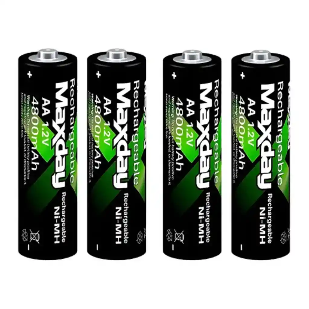 Cargador Maxday + 4 Pilas Aa Recargables 1.2v 4800mah