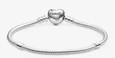 Brazalete Cadena De Serpiente Pandora Moments Con Broche De Corazón Decorado Con El Árbol De Familia
