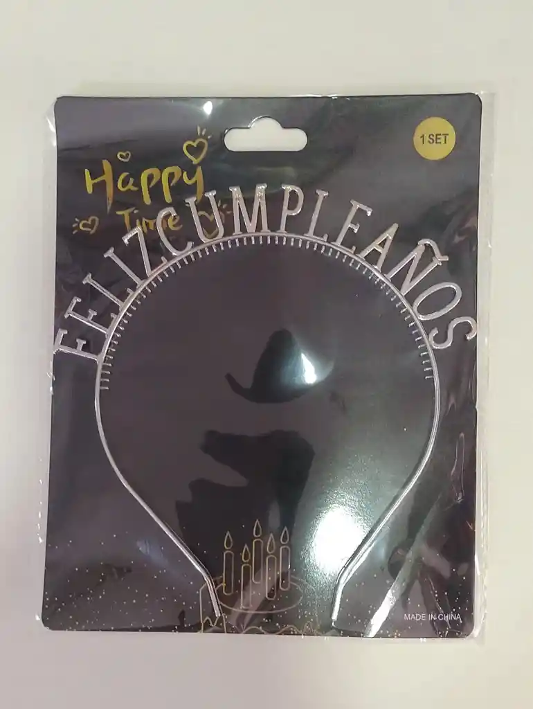 Vincha Feliz Cumpleaños Plateada