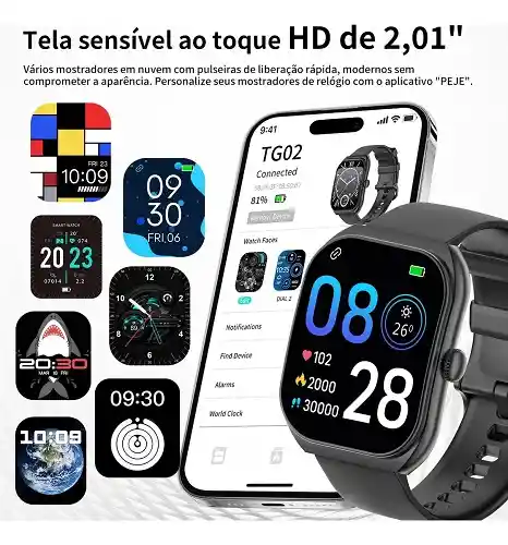 Smartwatch Peje Zw01 Max 2.01 Resist Agua 1 Atm Salud Negro Mesh Negro Negro Negro