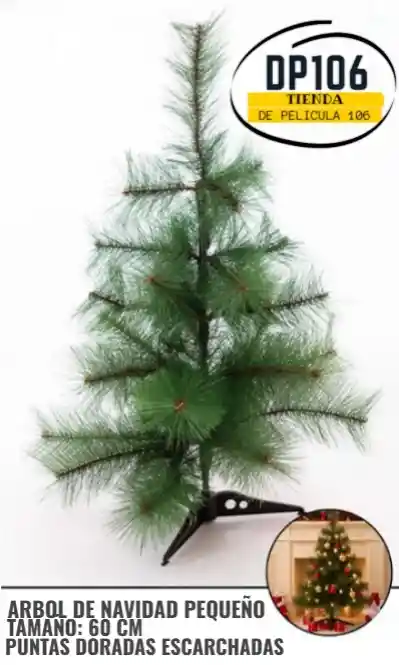 Arbol De Navidad Pequeño De 60 Cm Puntas Doradas Escarchadas