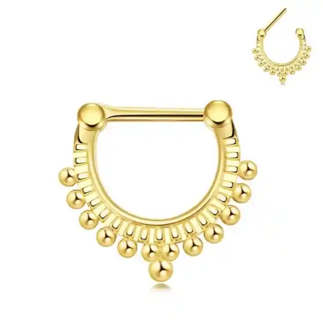 Septum De Lujo Con Bolitas Dorado