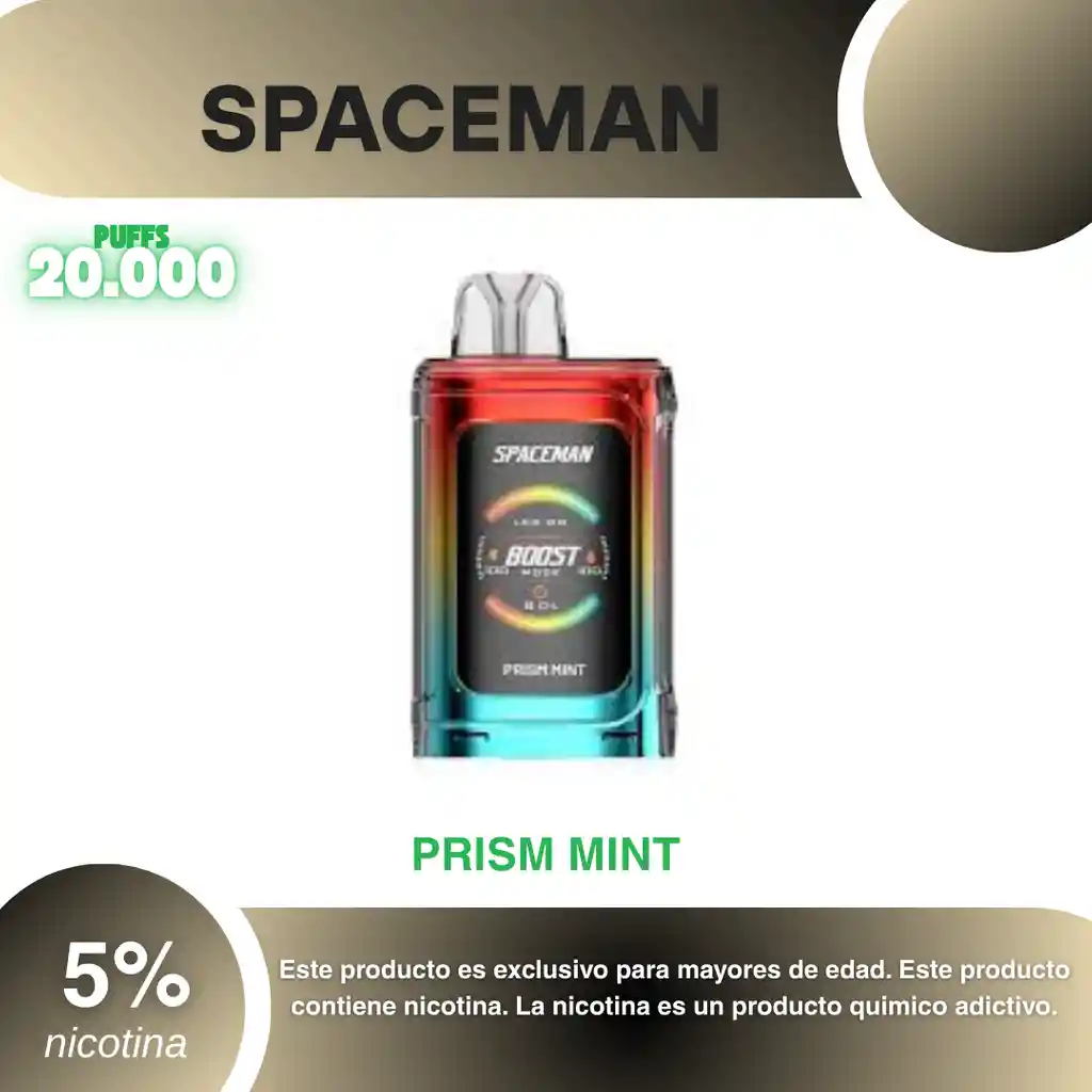 Spaceman World First 20.000 Pufs, Prism Mint 5%