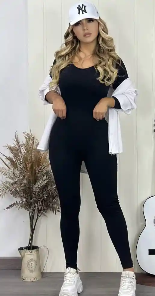 Enterizo Gym Legging Manga Larga Azul Talla Unica