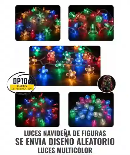 Luces Navideñas Led Multicolor De Figuras Diseño Aleatorio