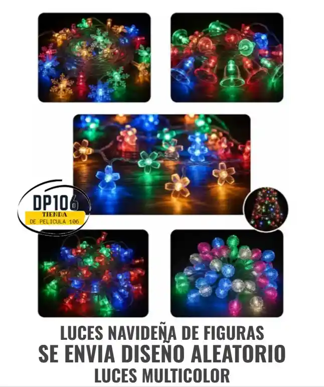 Luces Navideñas Led Multicolor De Figuras Diseño Aleatorio