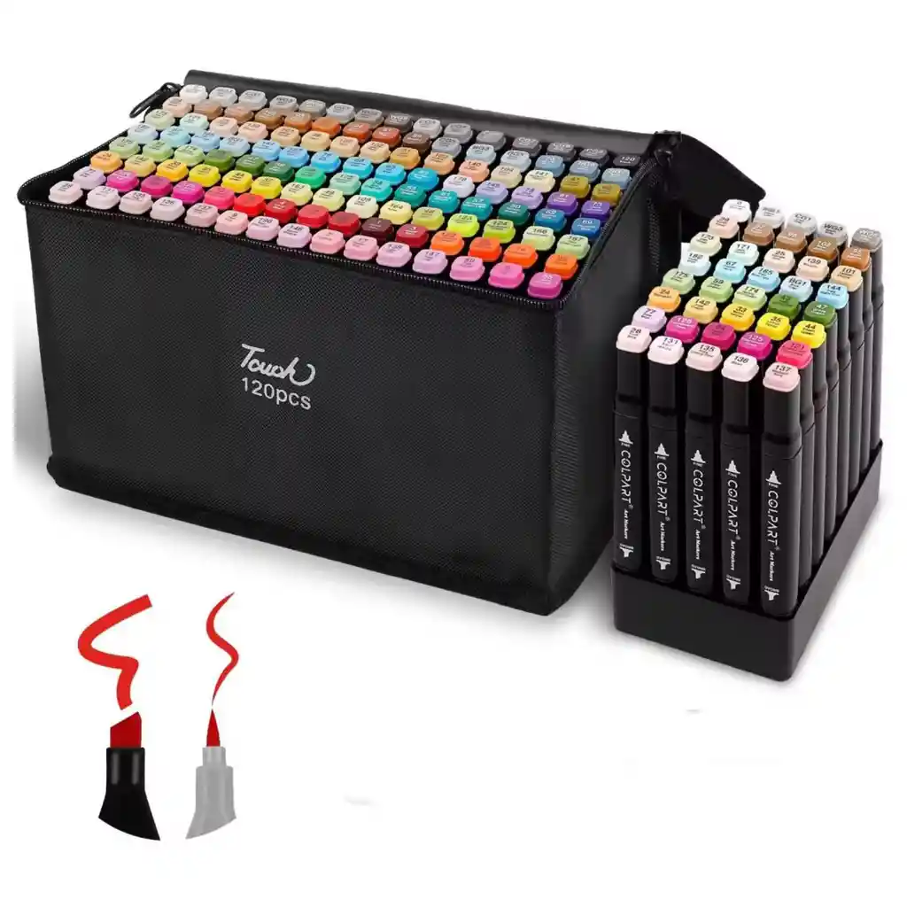 Kit De Marcadores X 120pcs Doble Punta Base