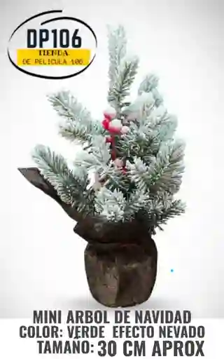 Arbol De Navidad Nevado Con Frutos Rojos (30 Cm) Base De Yute