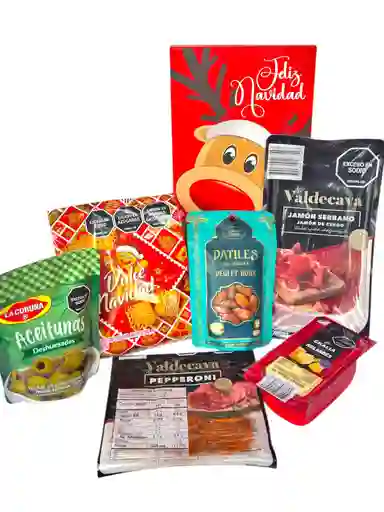 Ancheta Estrella De Invierno Con Datiles, Galletas Y Carnes Frias - Regalo De Navidad - Ancheta Regalo Familiar O Empresarial