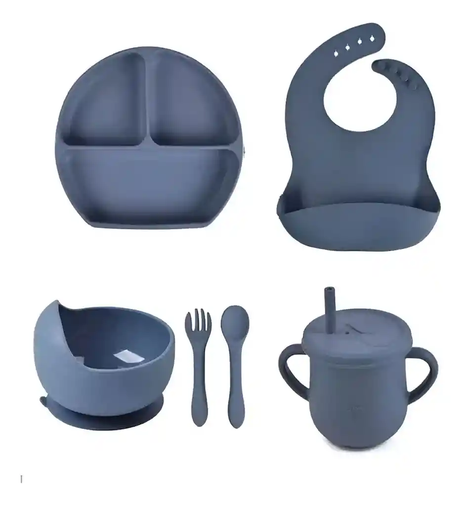Set Vajilla Bebe En Silicona Kit Alimentacion 6 Piezas Niño