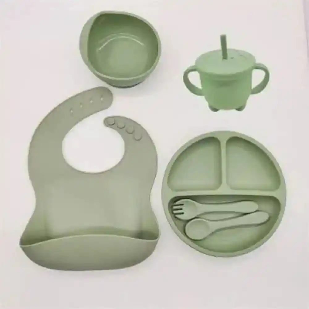 Set Vajilla Bebe En Silicona Kit Alimentacion 6 Piezas Niño
