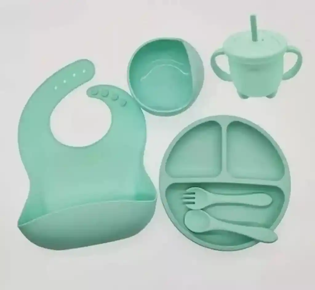 Set Vajilla Bebe En Silicona Kit Alimentacion 6 Piezas Niño