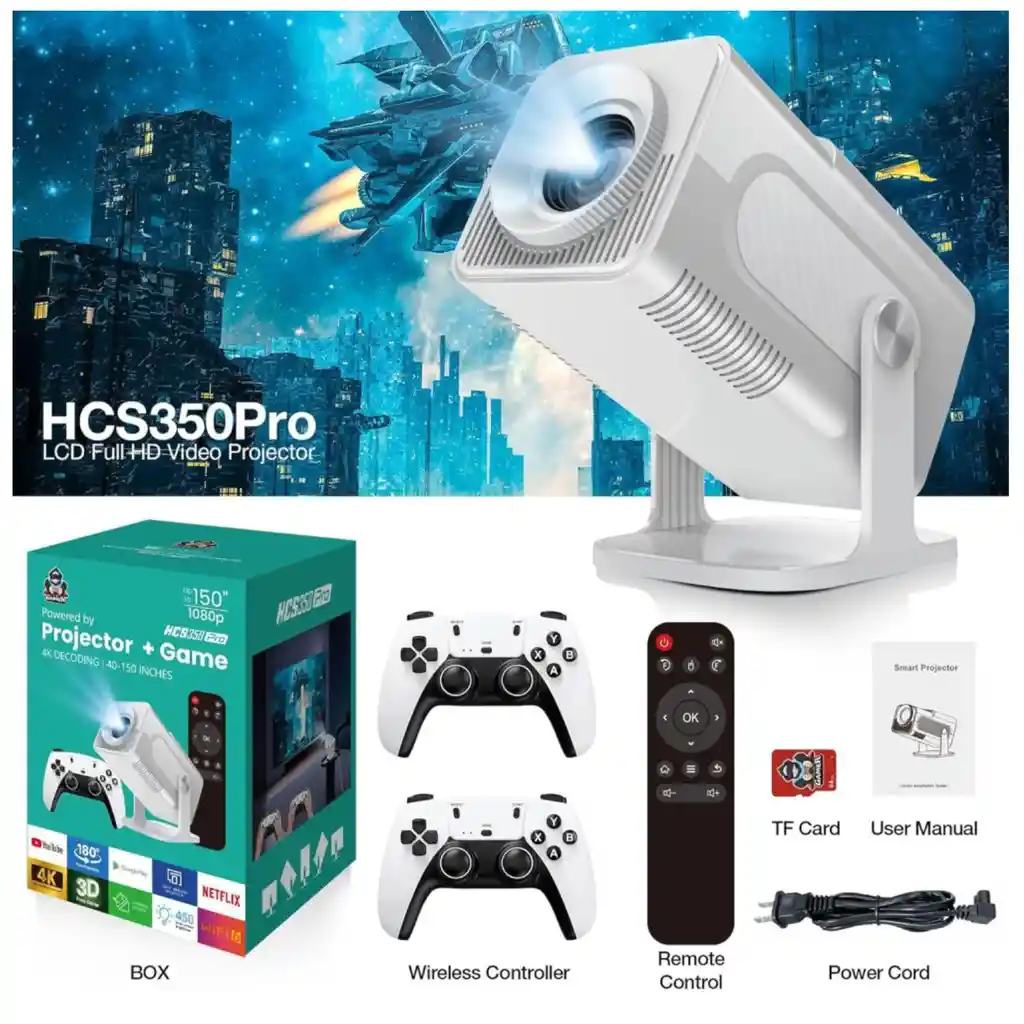 Proyector Smart Hcs350 Pro Emulador 450ansi Android 12 Bt5.0