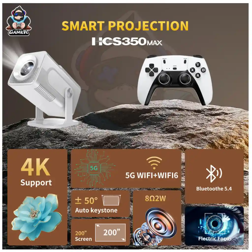 Proyector Smart Hcs350 Max Emulador Juegos Android 11 Bt5.0