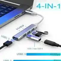 Adaptador Hub Usb Tipo C 4 En 1 Con Puertos Usb 3.0