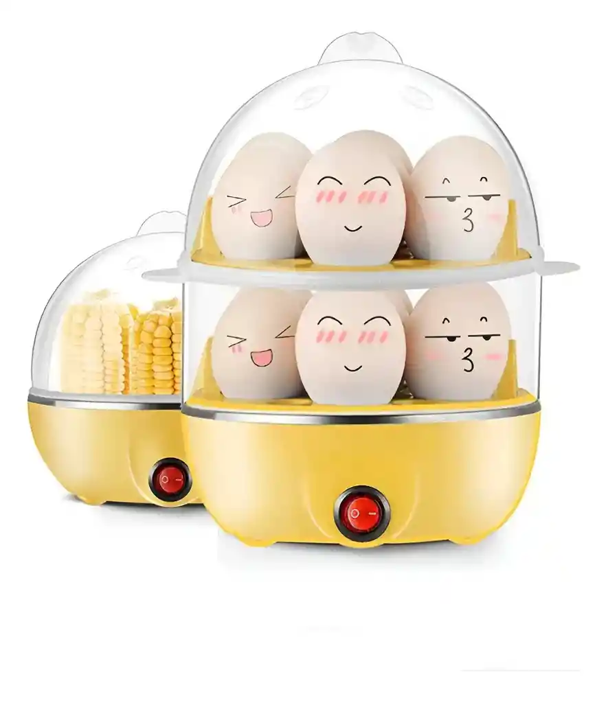 Hervidor De Huevos Eléctrico Multifuncional Doble ,vapor. - Transparente