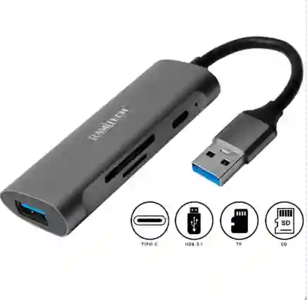 Adaptador Usb 3.1 De 4 Puertos Con Luz Indicadora Y Protección Contra Sobrecarga