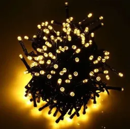 Extensión Lineal De Luces Led Para Decoración Navideña X 100 Bombillos Color Calido O Amarillo Para Navidad Cable Verde