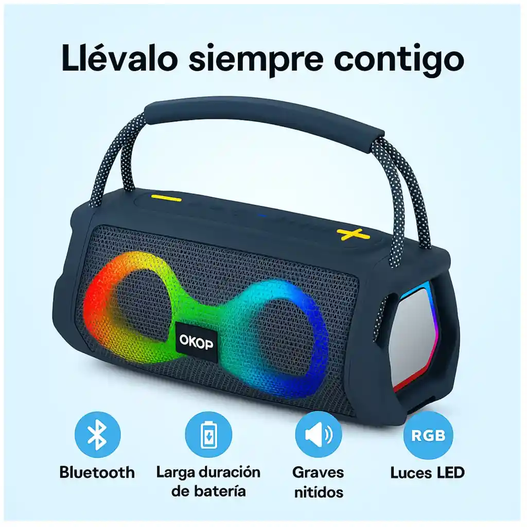 Parlante Recargable Altavoz Bluetooth Speaker Rgb Okop Kp812