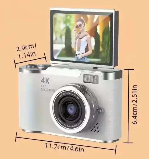 Cámara Digital Retro Ccd 4k Ultra Hd Color Negro