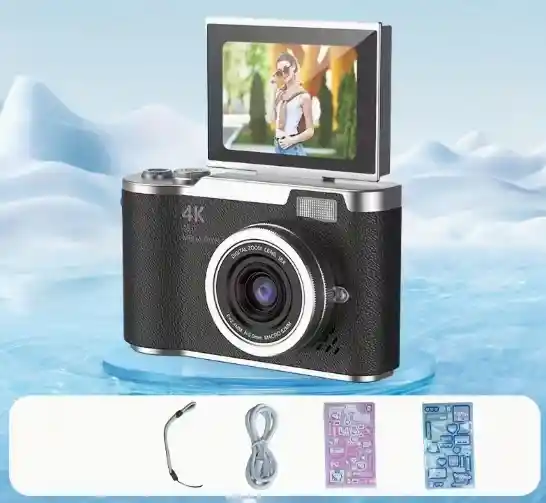 Cámara Digital Retro Ccd 4k Ultra Hd Color Negro