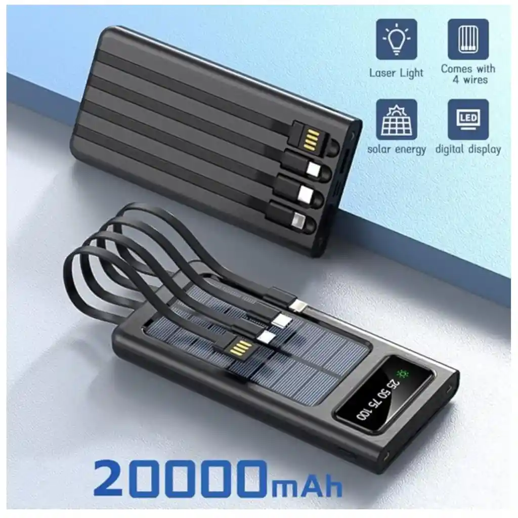 Power Bank Batería Solar Panel 20.000mah Cargador Portátil